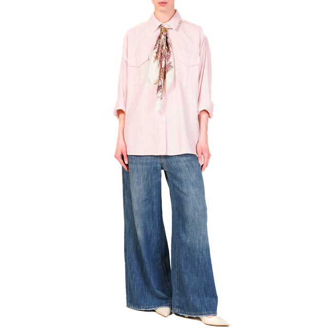 Tensione in-Camicia over con foulard - rosa