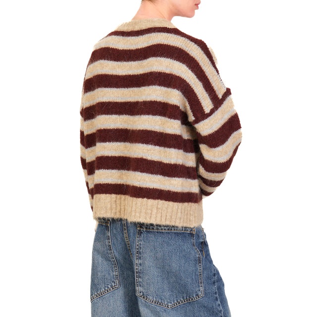 Tensione in-Maglia mohair elasticizzato a righe - beige/bordeaux/celeste