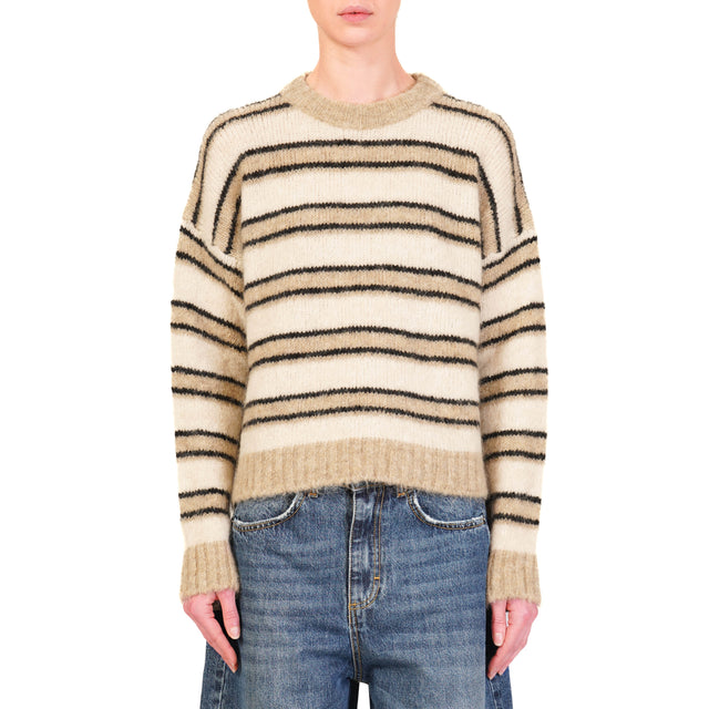 Tensione in-Maglia mohair elasticizzato a righe - beige/panna/nero