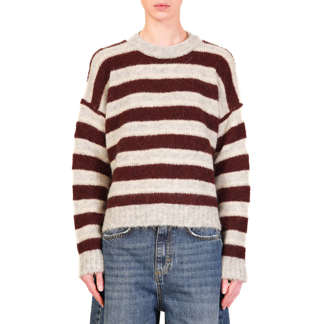 Tensione in-Maglia mohair elasticizzato a righe - grigio/bordeaux/panna