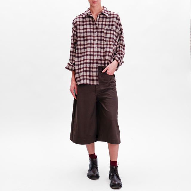 Tension in-Check shirt with pocket - sand/bordeaux