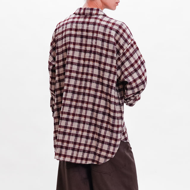 Tensione in-Camicia check con taschino - sand/bordeaux