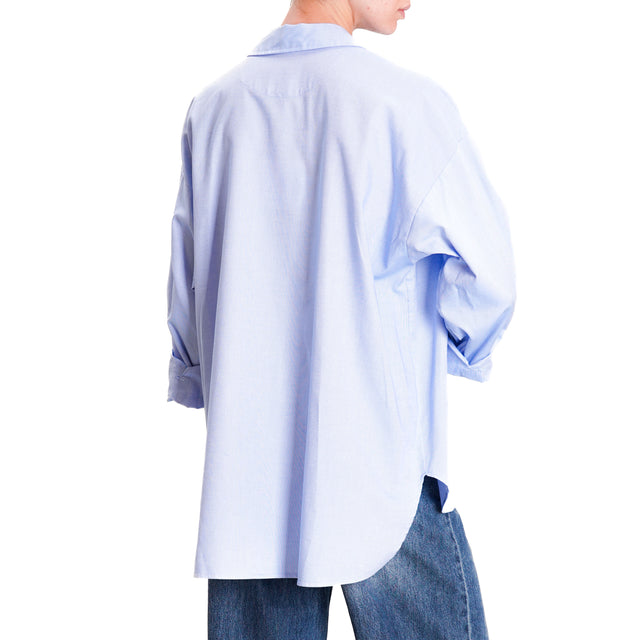 Tension in-Oversized Shirt with Pins - Light Blue