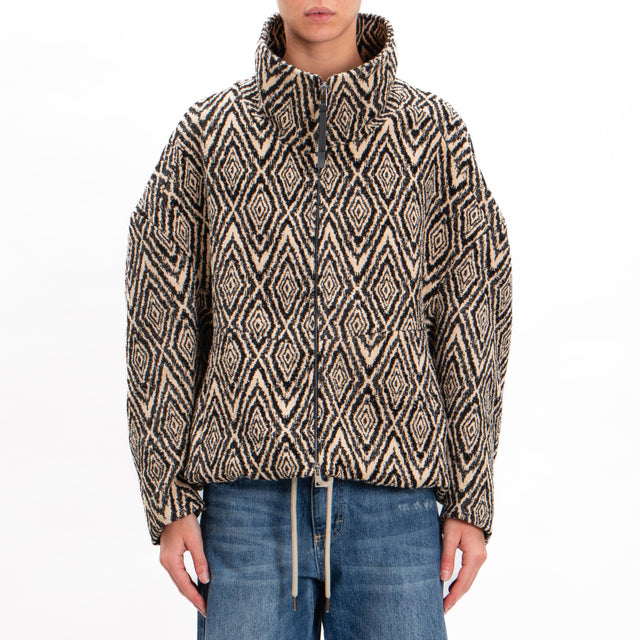 Tensione in-Giacca bomber fantasia rombi - sand/nero