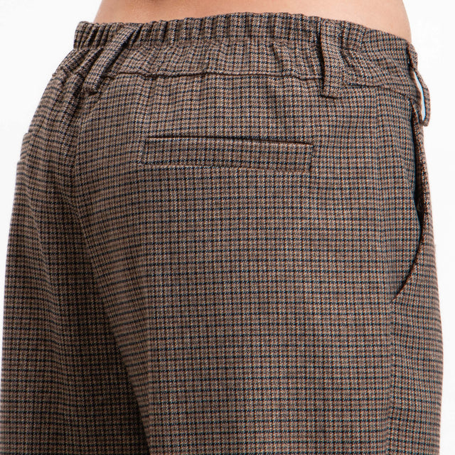 Tensione in-Pantalone pied de poule - tabacco