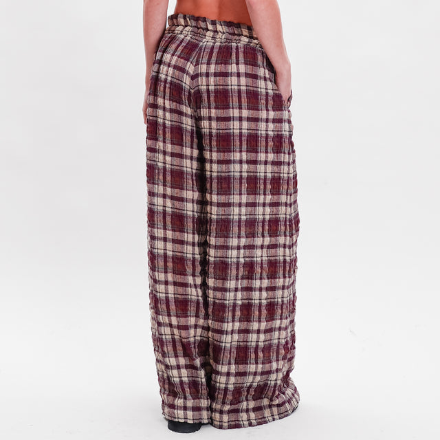 Tensione in-Pantalone check con coulisse - sand/bordeaux