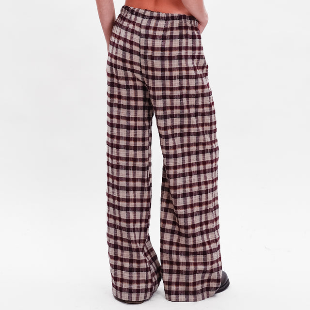 Tensione in-Pantalone check elastico in vita - sand/bordeaux