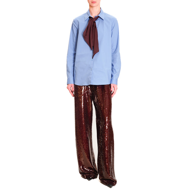 Tension in-sequined trousers with drawstring - Bordeaux