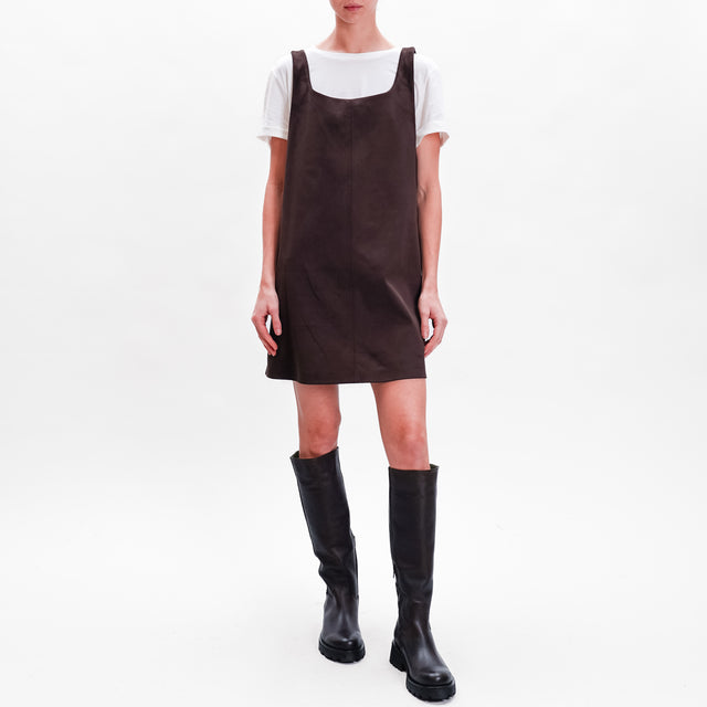 Tension in-Suede effect dress + T-shirt - dark brown