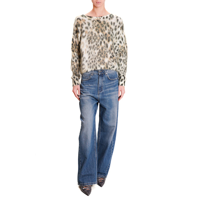 Tension in-Maglia mohair animalier fantasy - butter