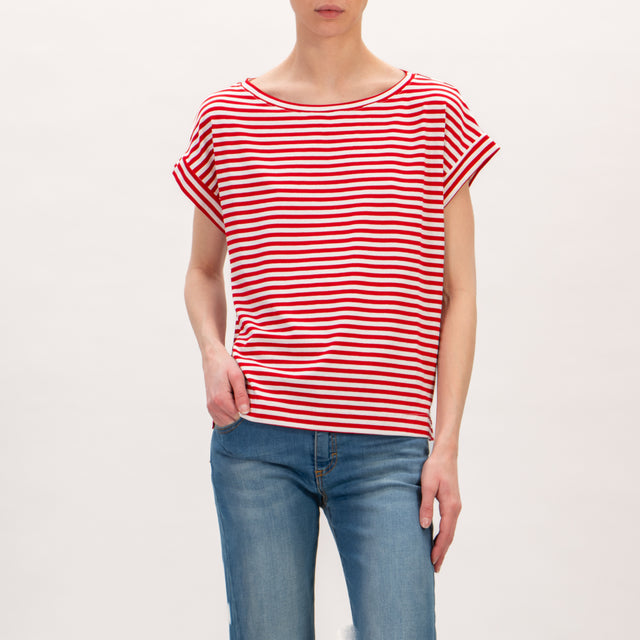 Vicolo- T-shirt scatola a righe - bianco/rosso