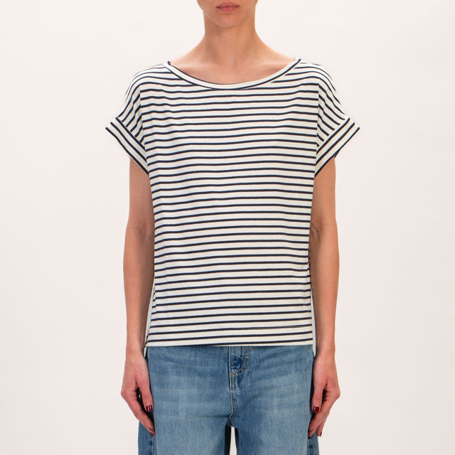 Vicolo-T-shirt a righe in jersey - bianco/blu