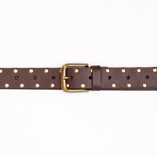 Vicolo-Leather belt with studs - dark brown