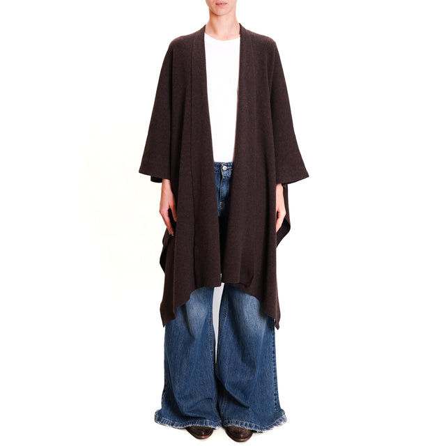 Alley-Knitted Cape - dark brown