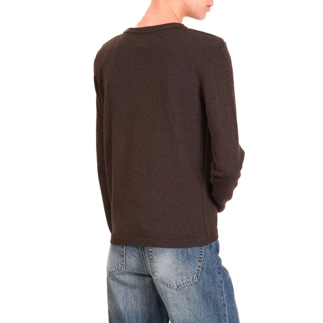 Vicolo-Maglia con spalline misto cashmere - moro