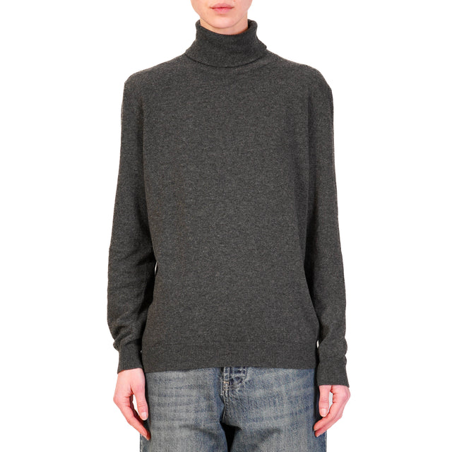 Vicolo-Maglia collo alto misto cashmere - antracite