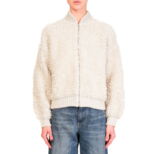 Vicolo-Bomber bouclé misto alpaca - burro