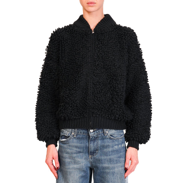 Vicolo-Bomber bouclé misto alpaca - nero