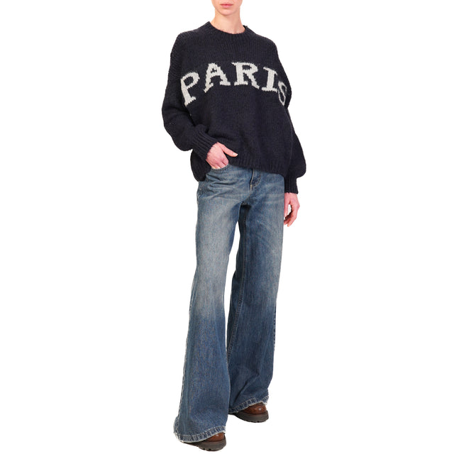 Vicolo-Maglia mohair "PARIS" - blu/perla