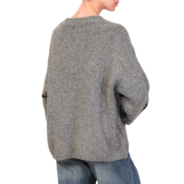 Vicolo-Maglia stelle mohair - grigio/nero