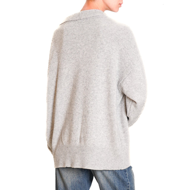 Vicolo-Cardigan over cashmere blend - pearl