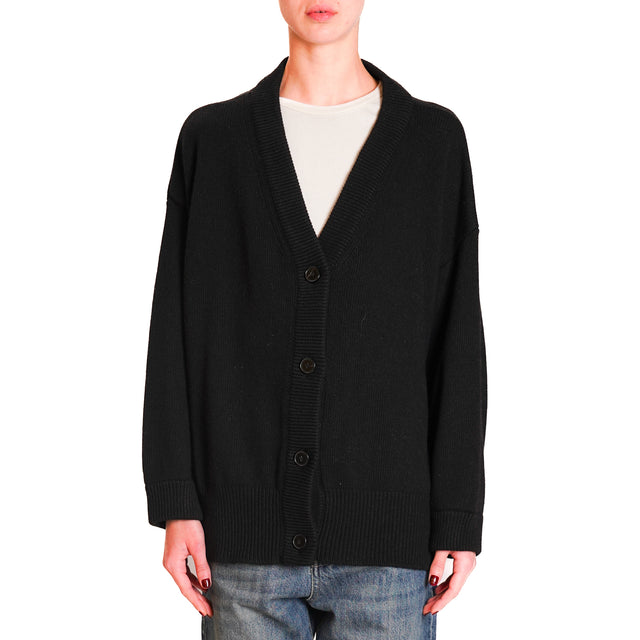 Vicolo-Cardigan over cashmere blend - black