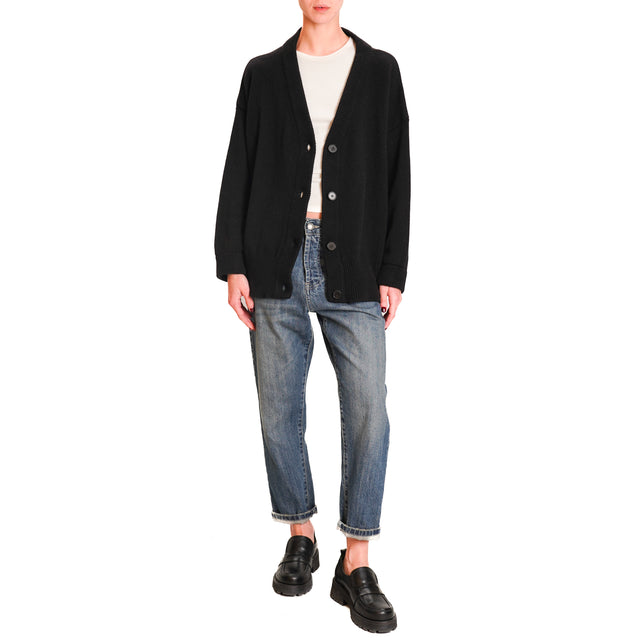 Vicolo-Cardigan over cashmere blend - black