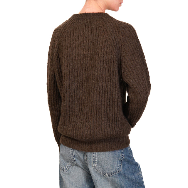 Vicolo-Maglia mohair a coste - cioccolato