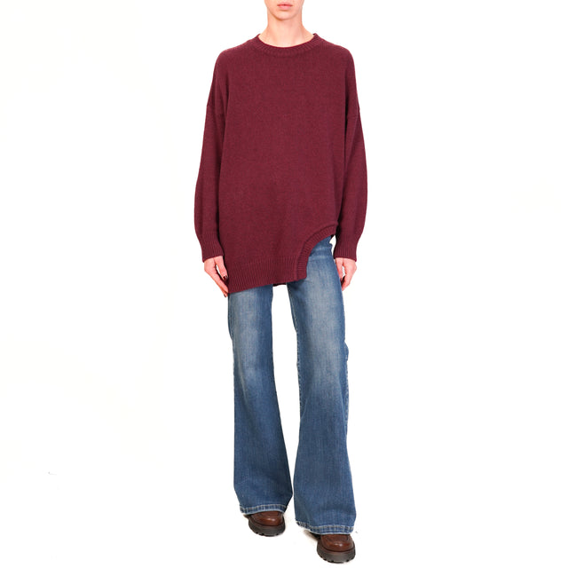 Vicolo-Maglia misto cashmere bordo asimmetrico - Bordeaux