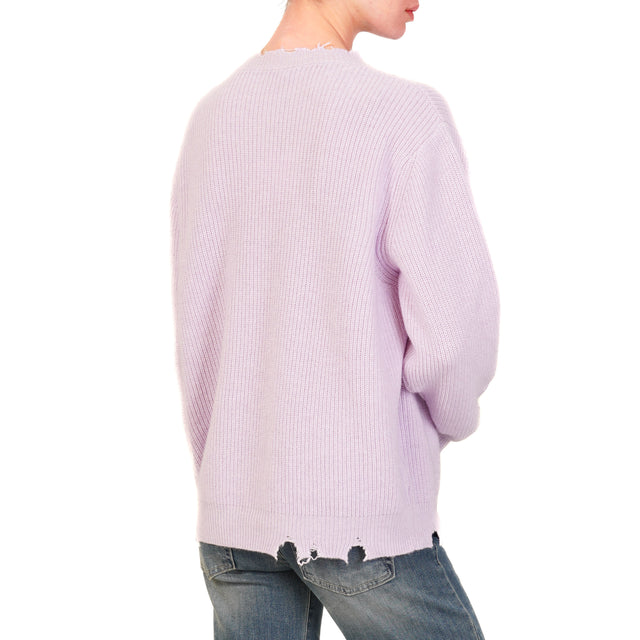 Vicolo-Maglia misto cashmere con rotture - lilla