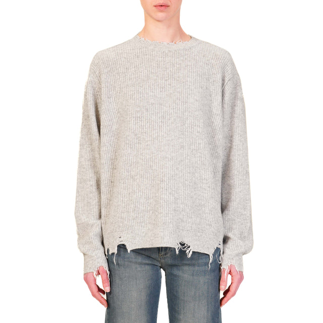 Vicolo-Maglia misto cashmere con rotture - grigio