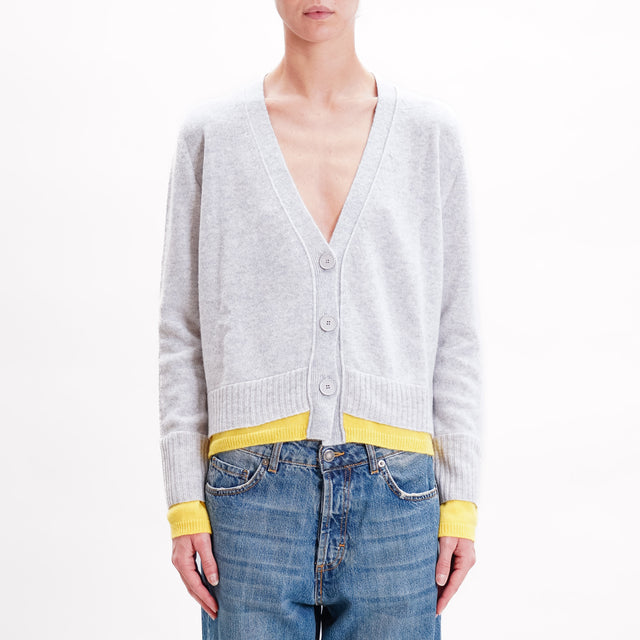 Vicolo-Cardigan misto cashmere - perla/giallo