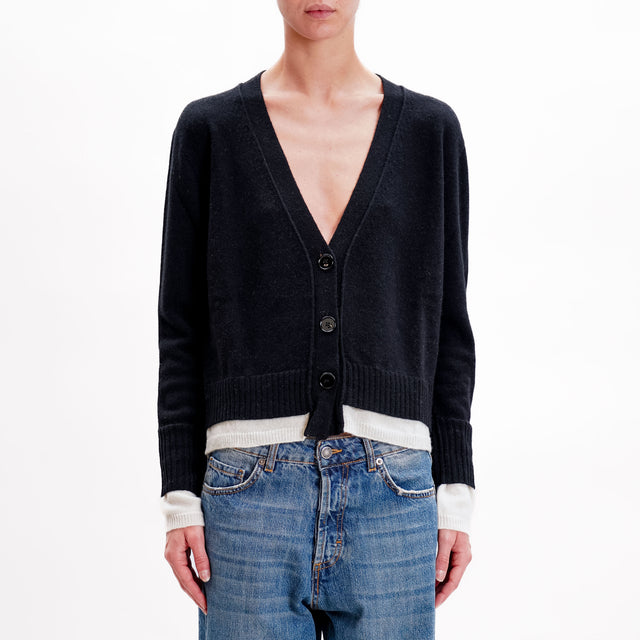 Vicolo-Cardigan misto cashmere - nero/burro