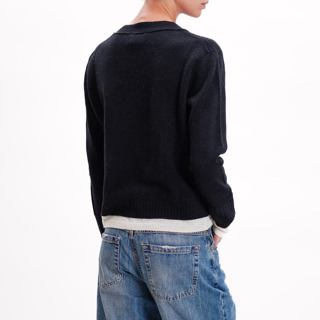 Vicolo-Cardigan misto cashmere - nero/burro