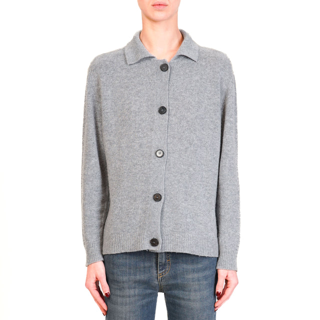 Vicolo-Cardigan collo polo misto cashmere - grigio