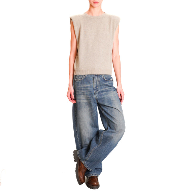 Vicolo-Sleeveless sweater with shoulder straps mixed cashmere - cacha