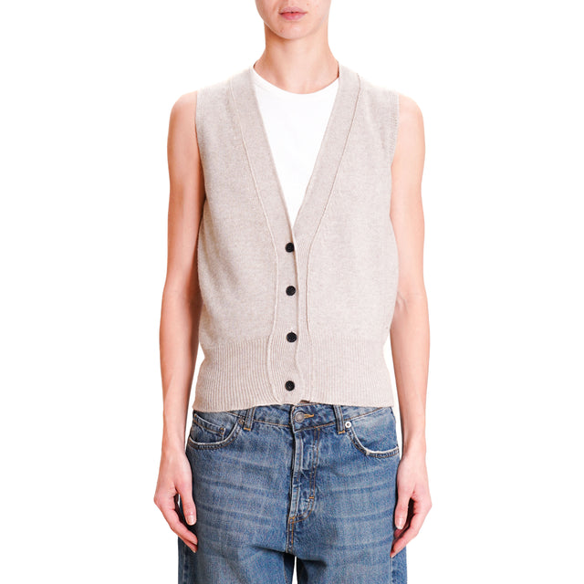 Vicolo-Mixed Cashmere Vest - Dove Grey