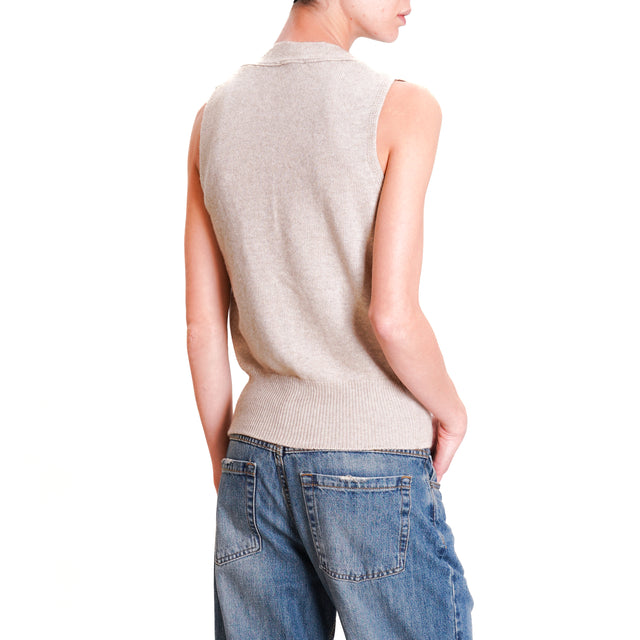 Vicolo-Mixed Cashmere Vest - Dove Grey