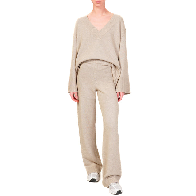 Vicolo-Pantalone in maglia misto cashmere - cacha