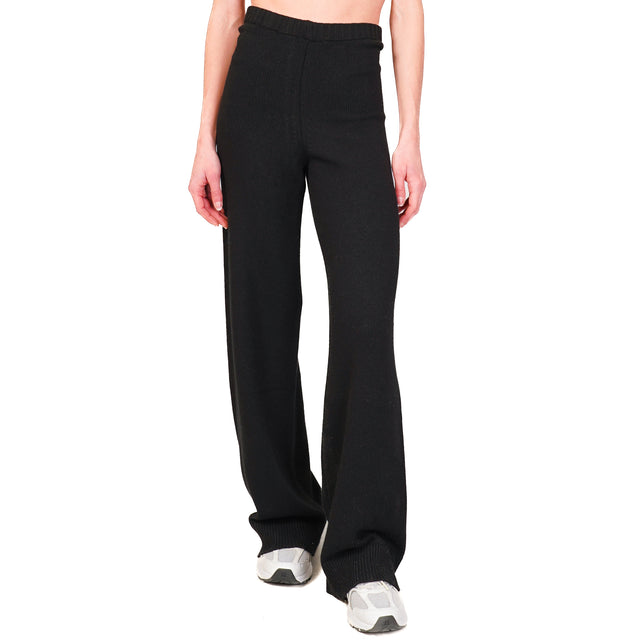 Vicolo-Cashmere Blend Knitted Trousers - Black