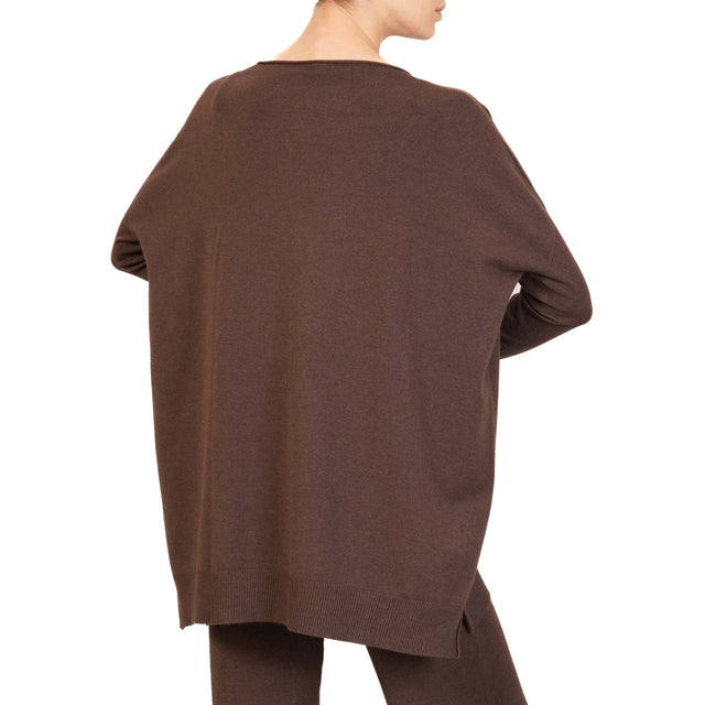 Vicolo-Completo maglia oversize + pantalone - moro