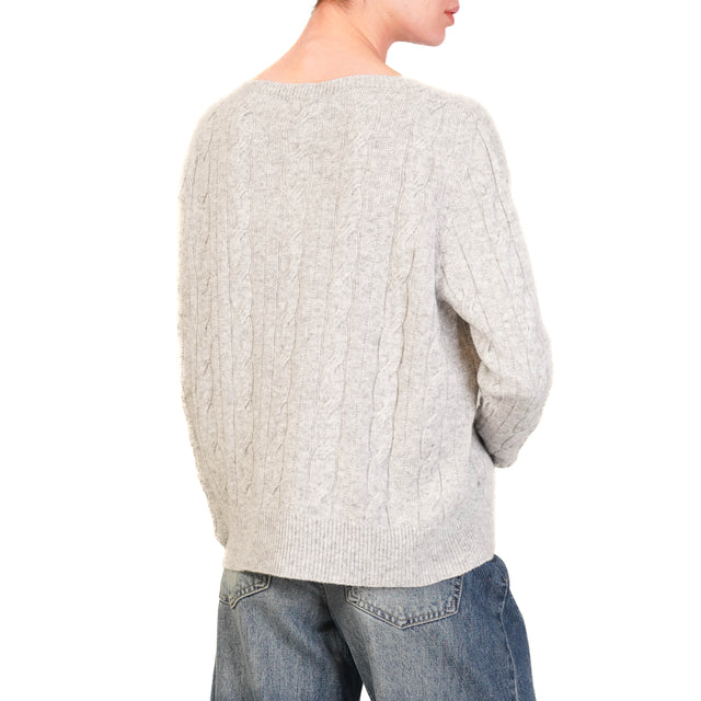 Vicolo-Maglia trecce misto cashmere - grigio