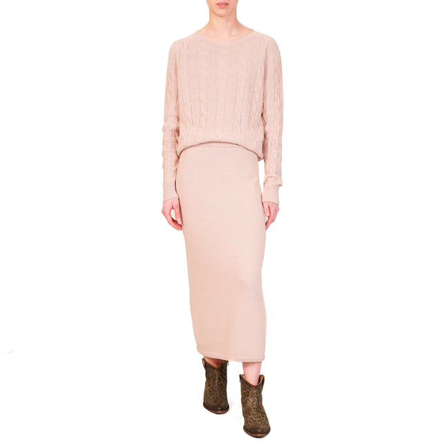 Vicolo-Maglia trecce misto cashmere - rosa