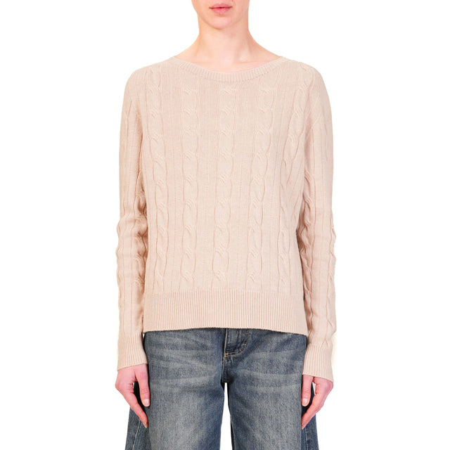 Vicolo-Maglia trecce misto cashmere - rosa