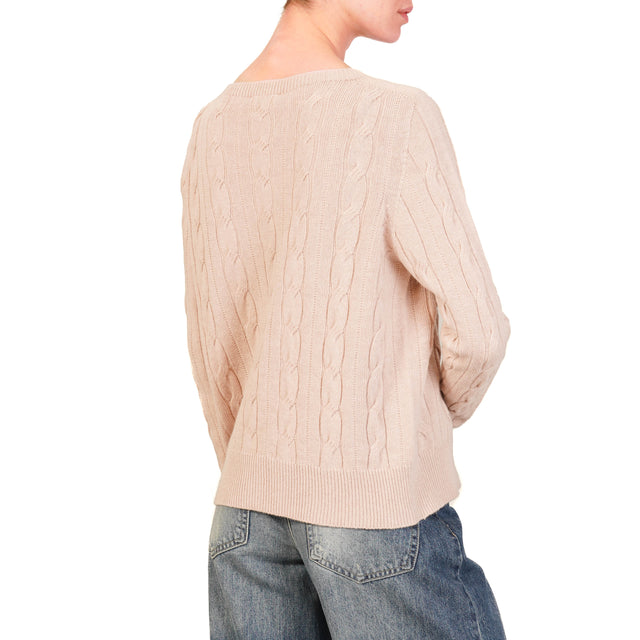 Vicolo-Maglia trecce misto cashmere - rosa