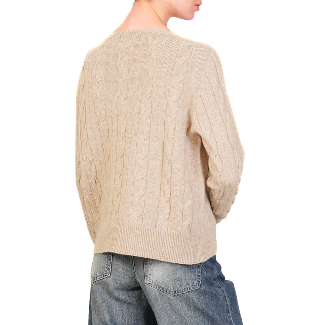 Vicolo-Maglia trecce misto cashmere - tortora