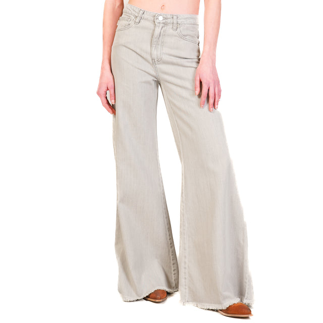 Vicolo-Jeans SIDNEY wide leg sfrangiato - grigio cenere