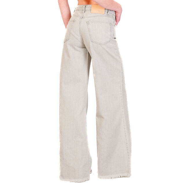 Vicolo-Jeans SIDNEY wide leg sfrangiato - grigio cenere