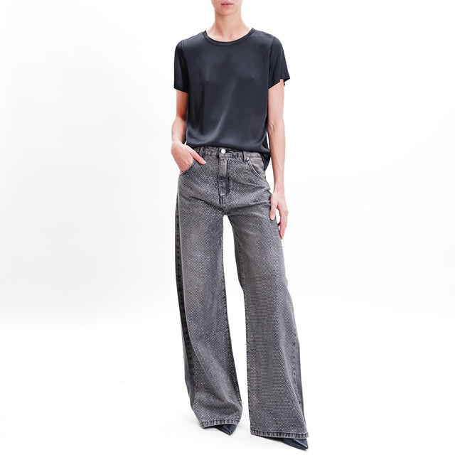 Vicolo-Jeans wide leg con strass - grigio