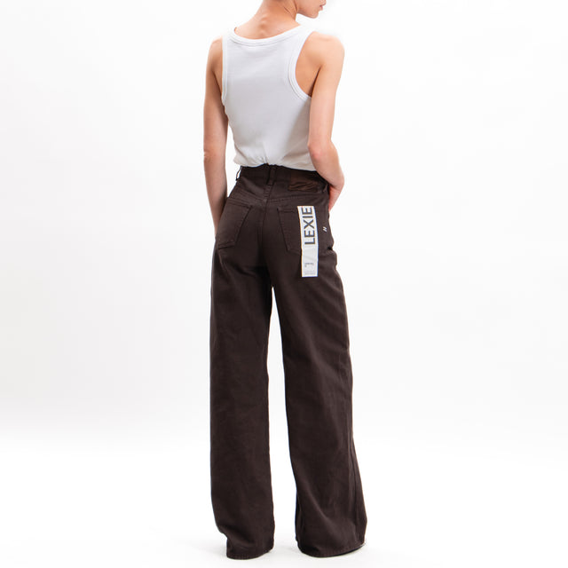 Vicolo-Pantalone LEXIE wide leg 5 tasche - moro